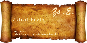 Zsirai Ervin névjegykártya