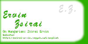 ervin zsirai business card